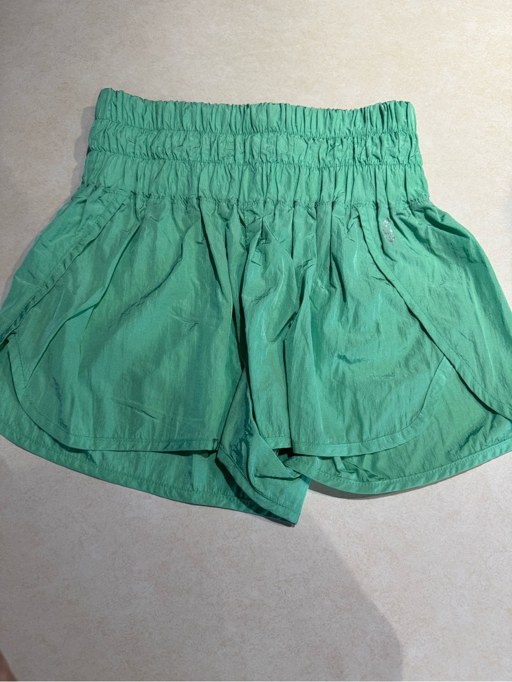 Free People Green Elastic Waist Layered Athletic Shorts